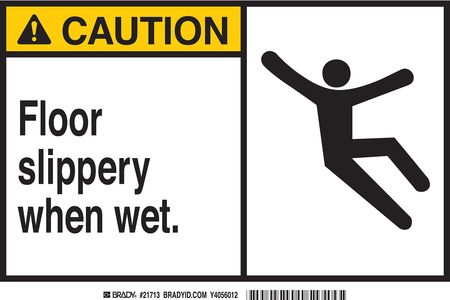 BRADY Caution Sign, 7 in H, 10 in W, Aluminum, Rectangle, English, 122454 122454