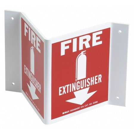 BRADY Fire Extinguisher Sign, 5-1/2X10", FEXT 45368