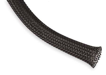 TECHFLEX Braided Sleeving, 0.375 In., 500 ft., Black PTN0.38BK500