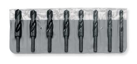 CHICAGO-LATROBE 8PC 1/2 Reduced Shank Silver & Deming Drill Set Chicago-Latrobe 190F Steam Oxide HSS 9/16-1IN Pouch 69860