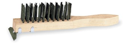 TOUGH GUY Scratch Brush with Scraper, 11 1/2 in L Handle, 5 1/4 in L Brush, Black, Wood, 11 3/8 in L Overall 1VAG8