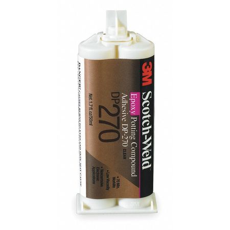 3M Epoxy Adhesive, DP270 Series, Cartridge, 1:1 Mix Ratio, 3 hr. Functional Cure DP270