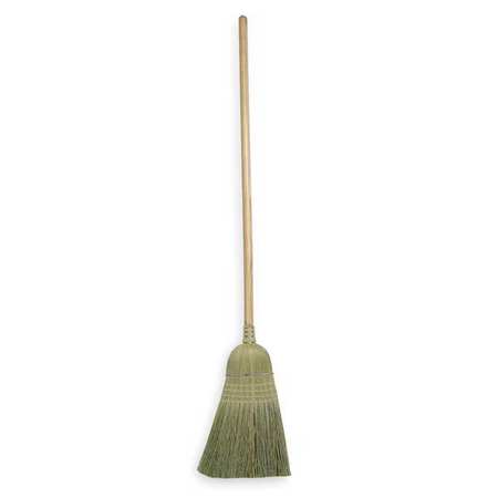TOUGH GUY 11 1/2 in Sweep Face Broom, Medium/Stiff Combination, Natural, Tan, 38 in L Handle 1VAC1