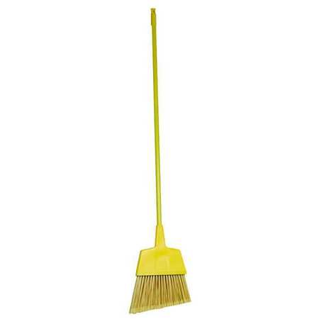 Tough Guy 12 in Sweep Face Broom, Medium, Synthetic, Yellow, 46-3/4" L Handle 1VAC5