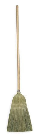 Tough Guy 11 1/2 in Sweep Face Broom, Medium/Stiff Combination, Natural, Tan, 38 in L Handle 1VAB9