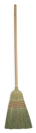 Tough Guy 12 in Sweep Face Broom, Medium/Stiff Combination, Natural, Tan, 38 in L Handle 1VAB6
