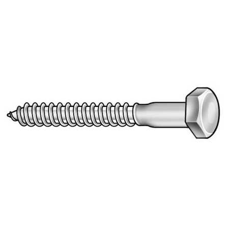 Zoro Select Lag Screw, 1/4 in, 3 in, 18-8 Stainless Steel, Plain Hex External Hex Drive, 25 PK U51900.025.0300