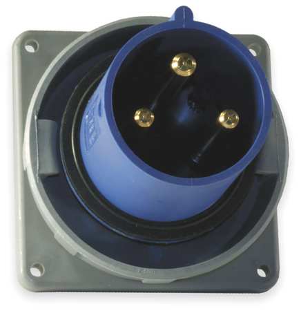 HUBBELL IEC Pin and Sleeve Inlet, 60A, 250V, Blue HBL360B6W