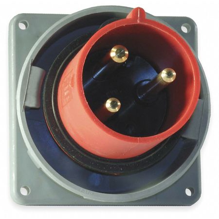 HUBBELL IEC Pin and Sleeve Inlet, 60A, 480V, Red HBL360B7W