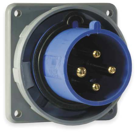 HUBBELL IEC Pin and Sleeve Inlet, 60A, 250V, Blue HBL460B9W