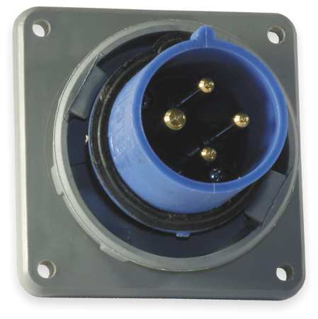 HUBBELL IEC Pin and Sleeve Inlet, 20A, 250V, Blue HBL420B9W