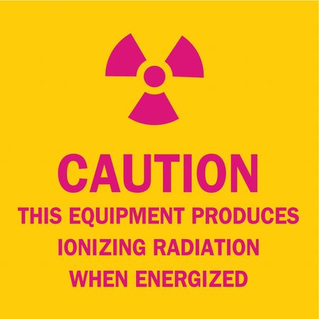 BRADY Caution Radiation Sign, 2 1/4 in H, 2 1/4 in W, Polyester, Square, 88745 88745