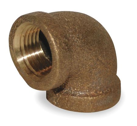 Zoro Select Red Brass 90 Degrees Elbow, FNPT, 1/4" Pipe Size 1VER6