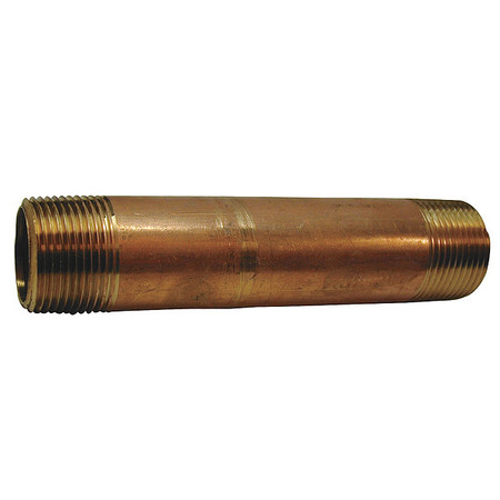 Zoro Select 1/8" MNPT x 6" TBE Red Brass Pipe Nipple Sch 40 460-060