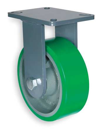 Hamilton Plte Caster, Rgd, Poly, 6 in., 2200 lb., Grn R-SEC-63DB