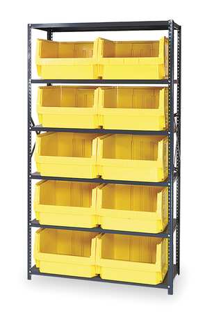 QUANTUM STORAGE SYSTEMS Steel Bin Shelving, 42 in W x 75 in H x 18 in D, 6 Shelves, Gray/Yellow MSU-543YL