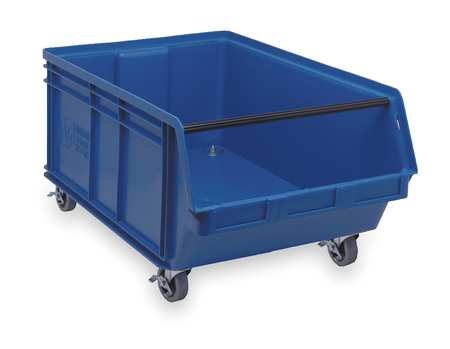 QUANTUM STORAGE SYSTEMS 300 lb Mobile Storage Bin, Polyethylene, 18 3/8 in W, 14 7/8 in H, 29 in L, Blue QMS843MOBBL