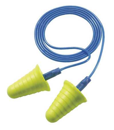 3M E-A-R Push-Ins Disposable Corded Ear Plugs, Bullet Shape, NRR 28 dB, Blue, 200 Pairs 318-1009