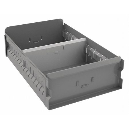 ZORO SELECT Drawer Storage Bin, Steel, 11 1/8 in W, 4 1/2 in H, 17 in L, Gray BX-1118