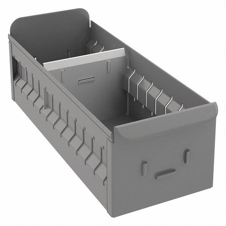 Zoro Select Drawer Storage Bin, Steel, 5 1/2 in W, 4 1/2 in H, Gray, 11 in L BX-512