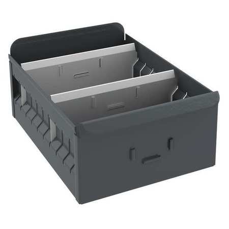 ZORO SELECT Drawer Storage Bin, Steel, 8 1/4 in W, 4 1/2 in H, 11 in L, Gray 1VL74