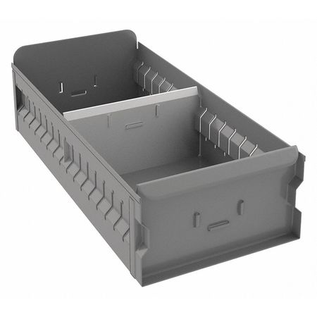 ZORO SELECT Drawer Storage Bin, Steel, 8 1/4 in W, 4 1/2 in H, 17 in L, Gray BX-818