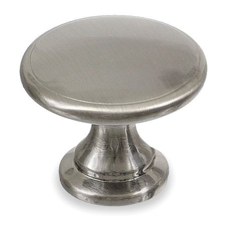 ZORO SELECT Cabinet Knob, Zinc Die-Cast, Satin Nickel, Proj. 1-1/8" 1WAJ5