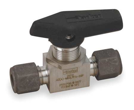 PARKER 3/8" Compr Stainless Steel Mini Ball Valve Inline 6Z-MB6LPFA-SSP