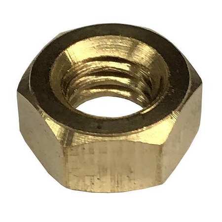 Zoro Select Hex Nut, 3/8"-16, Brass, Not Graded, Plain, 21/64 in Ht, 50 PK 1WE22