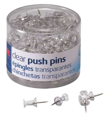 Officemate Push Pins, 1/2in, Clear, PK1200 35711