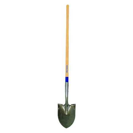 WESTWARD 14 ga Round Point Shovel, Steel Blade, 48 in L Natural Wood Handle 1WG31