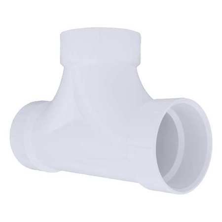 ZORO SELECT PVC Two Way Cleanout Tee, Hub, 4 in Pipe Size 1WJN8
