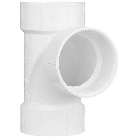 Zoro Select PVC Sanitary Tee, Hub, 3 in Pipe Size 1WJP5