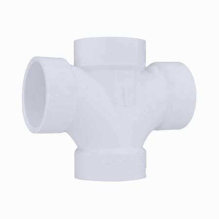 ZORO SELECT PVC Double Sanitary Tee, Hub, 1-1/2 in Pipe Size 1WJR7