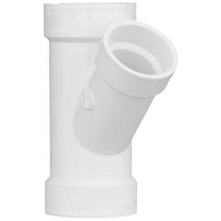 ZORO SELECT PVC Reducing Wye, Hub, 2 in x 2 in x 1 1/2 in Pipe Size 1WJU7