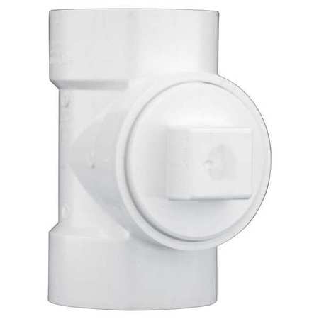 ZORO SELECT PVC Cleanout Tee with Plug, Hub x Hub x FNPT, 3 in Pipe Size 1WKL7