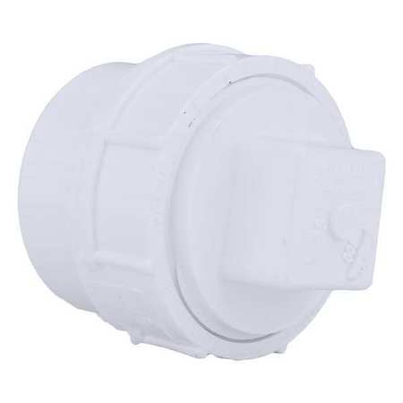 ZORO SELECT PVC Cleanout Adapter with Plug, FNPT x Spigot, 2 in Pipe Size 1WKR7