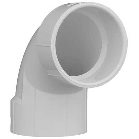 Zoro Select PVC 90 Degree Elbow, Hub, 3 in Pipe Size 1WKA4