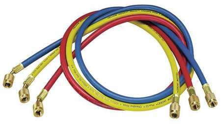 Yellow Jacket Manifold Hose Set, 60 In, Red, Yellow, Blue 21985
