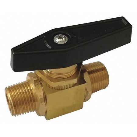 ZORO SELECT 3/8" MNPT Brass Mini Ball Valve Inline G-PMMS-38