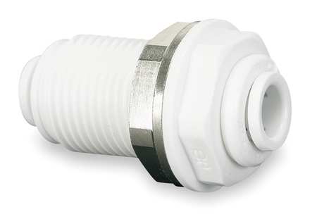 JOHN GUEST Push-to-Connect Bulkhead Union, 1/4 in Tube Size, Acetal, White, 10 PK CI1208W-PK10