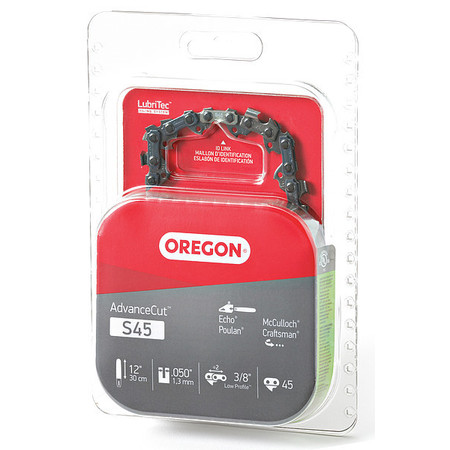 OREGON Saw Chain, 12 In., .050 In., 3/8 In. Pitch S45