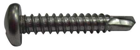 Zoro Select Self-Drilling Screw, #8 x 1/2 in, Plain 410 Stainless Steel Pan Head Phillips Drive, 100 PK U31870.016.0050