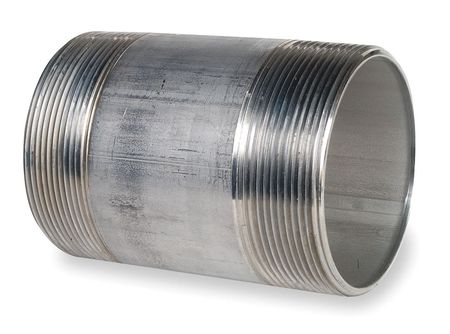 Zoro Select 3" MNPT x 4" TBE Stainless Steel Pipe Nipple Sch 40 T6BNK04