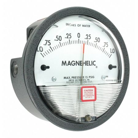 DWYER INSTRUMENTS Dwyer Magnehelic Pressure Gauge, 1 In to 0 to 1 In H2O 2302