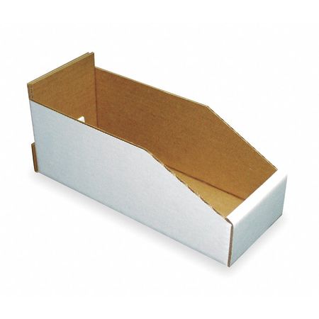 PACKAGING OF AMERICA Corrugated Shelf Bin, White, Cardboard, 11 in L x 6 1/4 in W x 4 3/4 in H 1W767