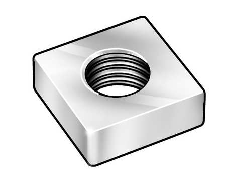 Zoro Select #6-32 Steel Zinc Plated Finish Machine Screw Square Nut, 100 pk. NUT90106C