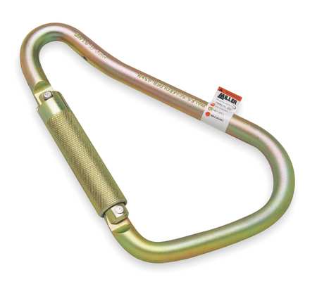 Honeywell Miller Carabiner, Twist-Lock, 8 5/8 in Length, Zinc-Plated Alloy Steel, Gold 18D-1/