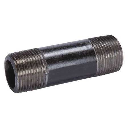 ZORO SELECT 3/4" x 1-1/2" Black Pipe Nipple Sch 80, Wall Thickness: 1/8 in 40501