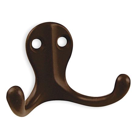 Zoro Select Coat Hook, 2 Hook Ends, Bronze 1XNF8